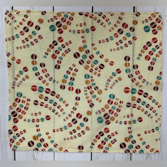 VINTAGE 30's-40's Handmade Handkerchiefs Set Of 2 Patterned 12x11 & Orange 11x11 - Picture 2 of 8